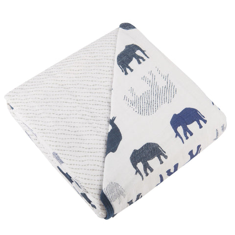 Blue Elephants Blanket - Little Luxurious Store