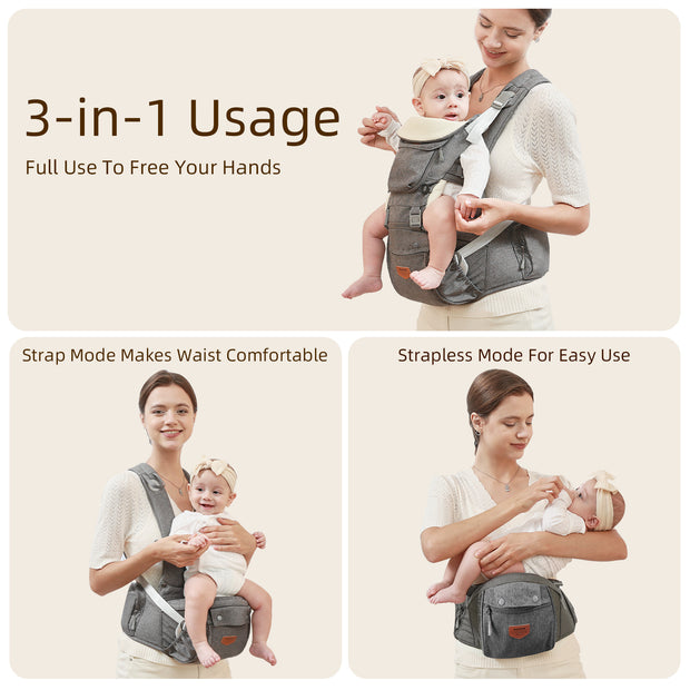Ergonomic 3 - in - 1 Baby Carrier and Hipseat - Little Luxurious Store