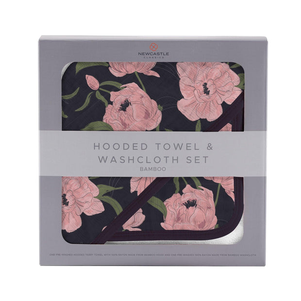 Pink Flowers Hooded Towel and Washcloth Set - Little Luxurious Store