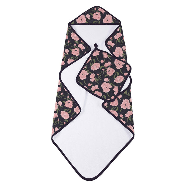 Pink Flowers Hooded Towel and Washcloth Set - Little Luxurious Store