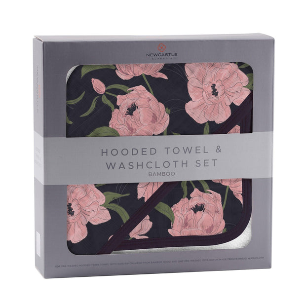 Pink Flowers Hooded Towel and Washcloth Set - Little Luxurious Store