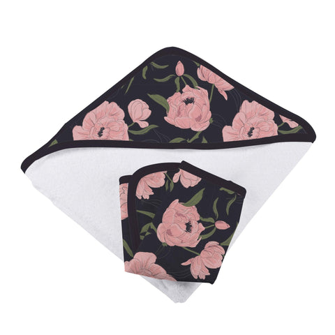 Pink Flowers Hooded Towel and Washcloth Set - Little Luxurious Store
