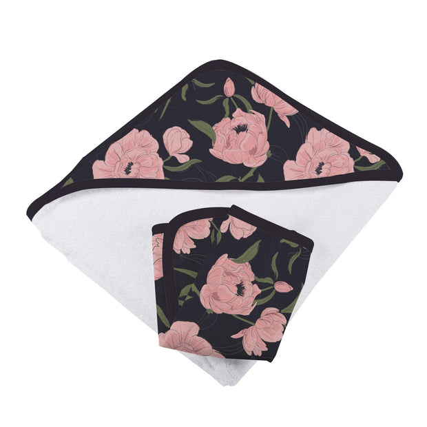 Pink Flowers Hooded Towel and Washcloth Set - Little Luxurious Store