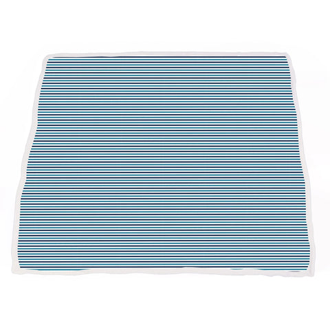 Vintage Steam Trains and Blue Stripe Bamboo Muslin Newcastle Blanket - Little Luxurious Store